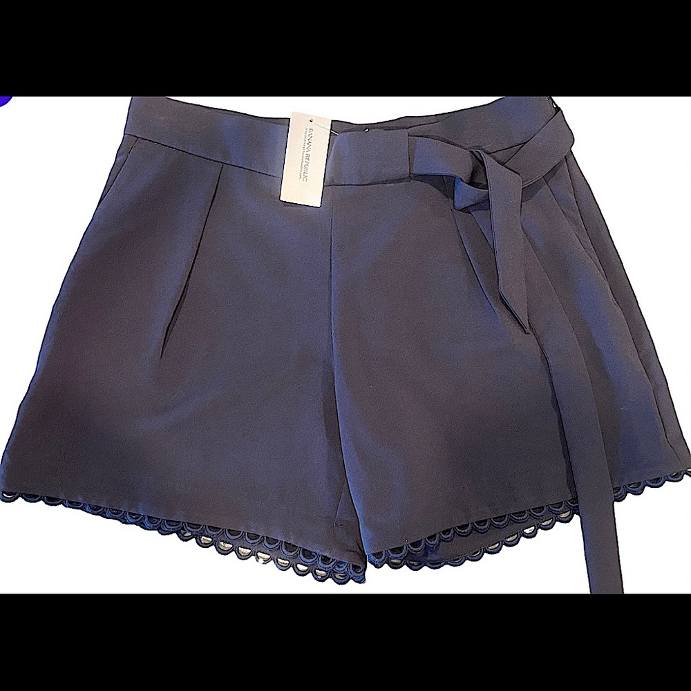 NWT Side zipper, side sash tide, pleaded, two back pockets, navy blue. - Picture 1 of 5